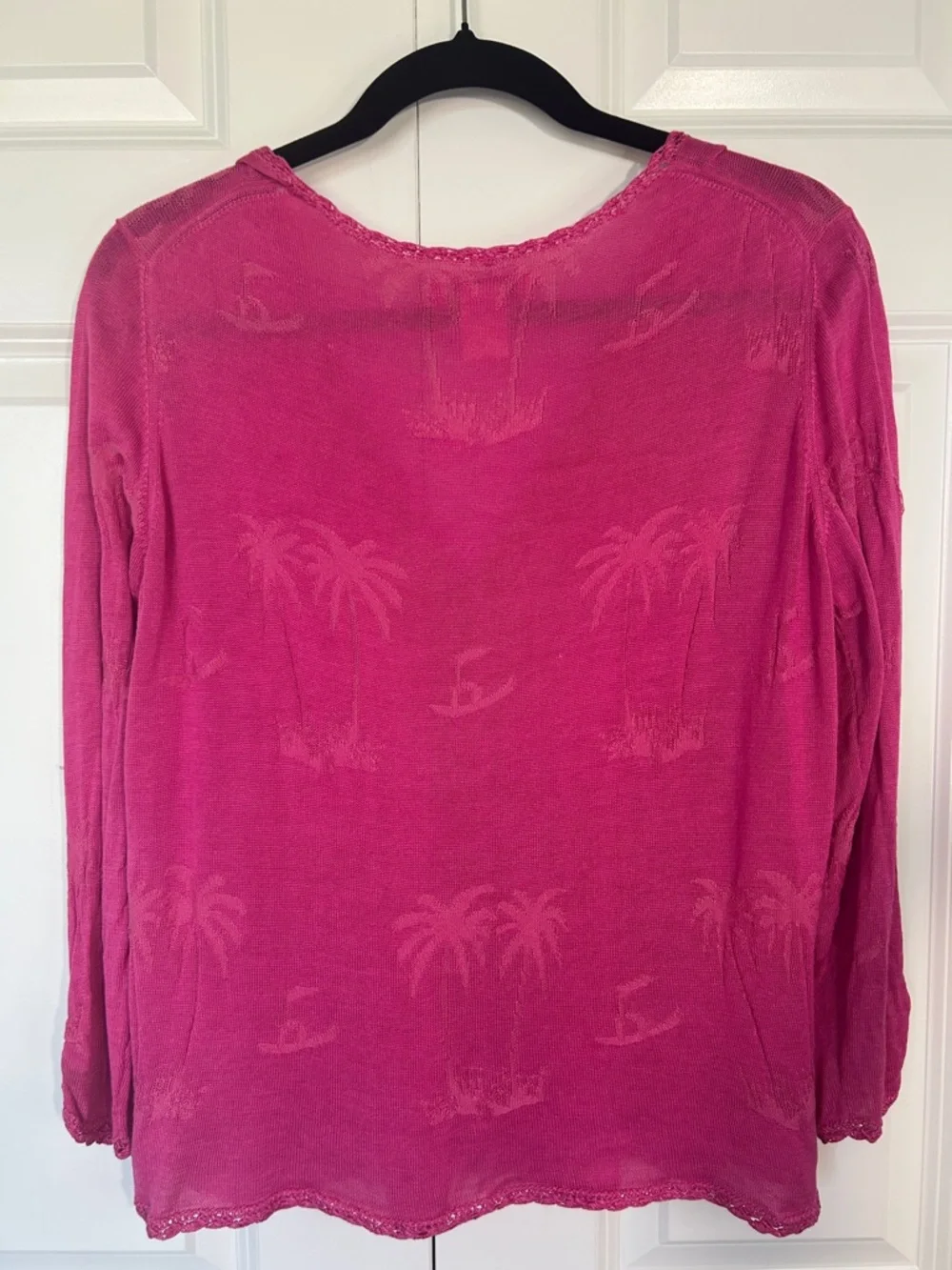 Tommy Bahama Hot Pink Palm Jacquard Button-Front Cardigan - Picture 6 of 6